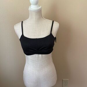 NWT Aerie Twist Front Scoop Black Bikini Top size small